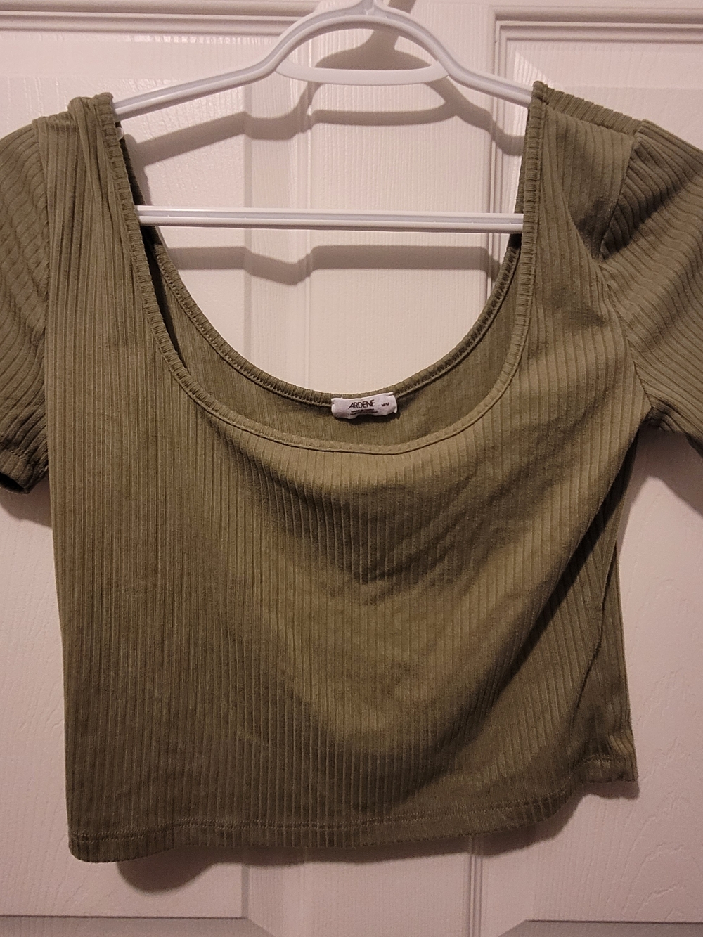 Ardene Olive Ribbed Scoop Crop Top